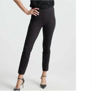 Quince Women's Ultra-Stretch Ponte Pintuck Ankle Large Black Pants Ankle Slit